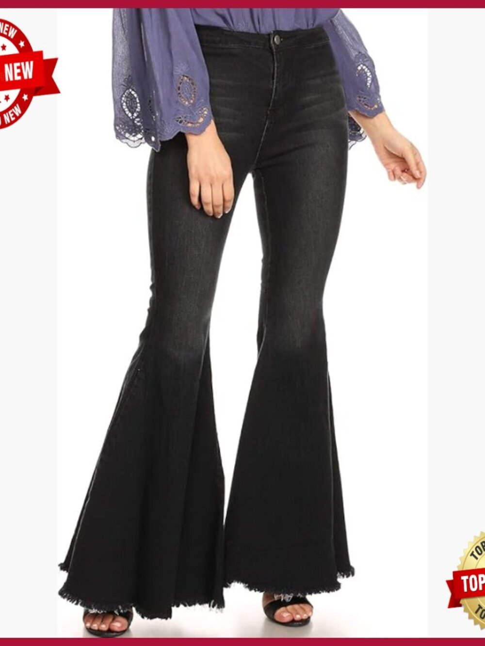 High Rise Flared Stretch Denim Jeans Bell Bottoms